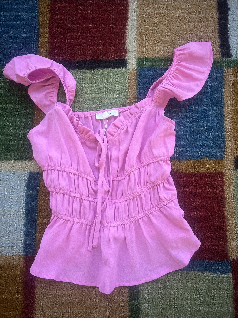 mine Pink Ruffled Tie-Front Camisole